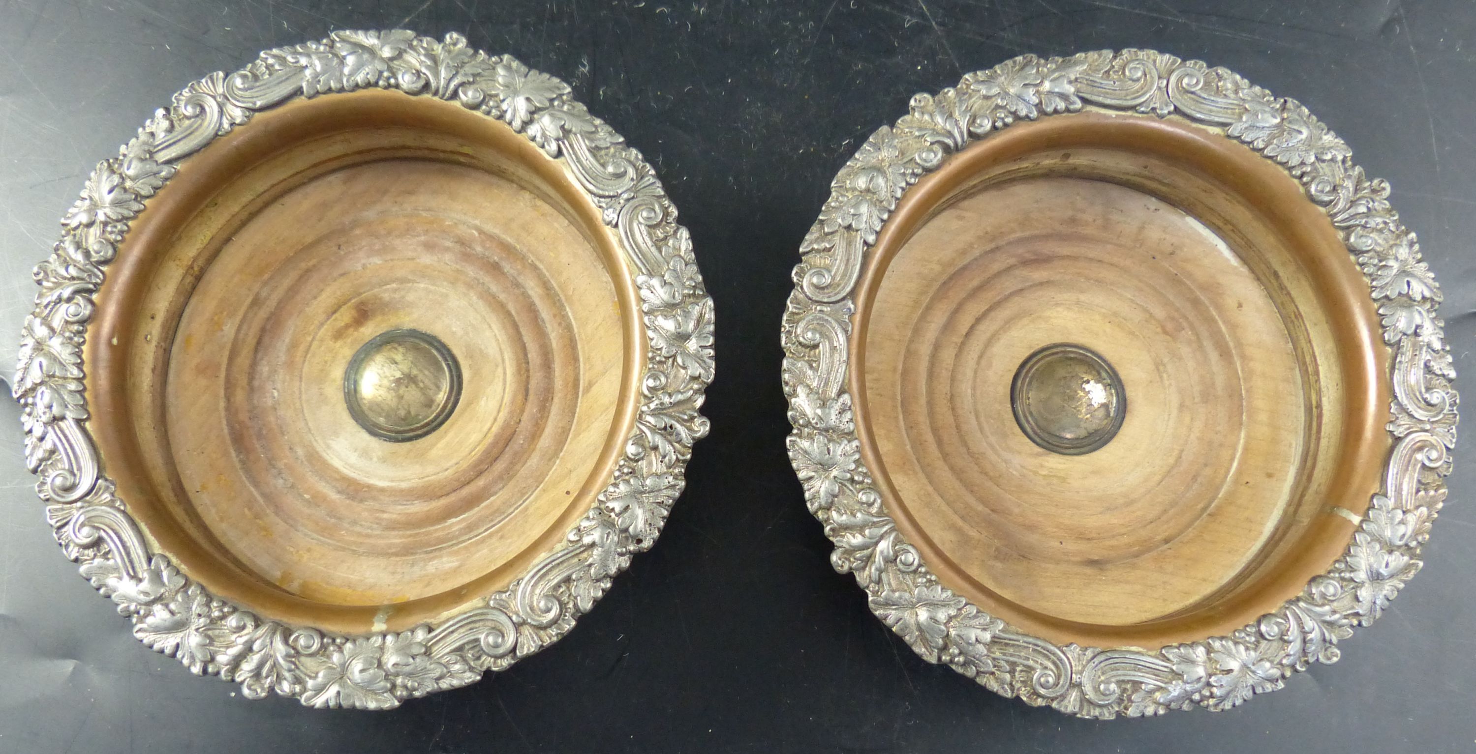 A pair of Old Sheffield plate coasters, width 16cm